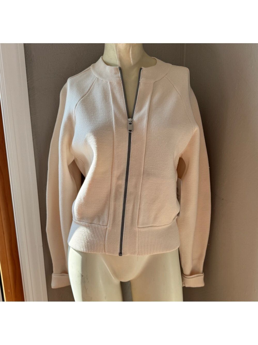 Athleta sequoia cream zip up sweater size xxs nwt